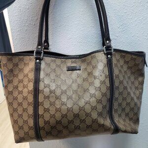 Gucci Brown Monogram Tote with Dark Brown Trim